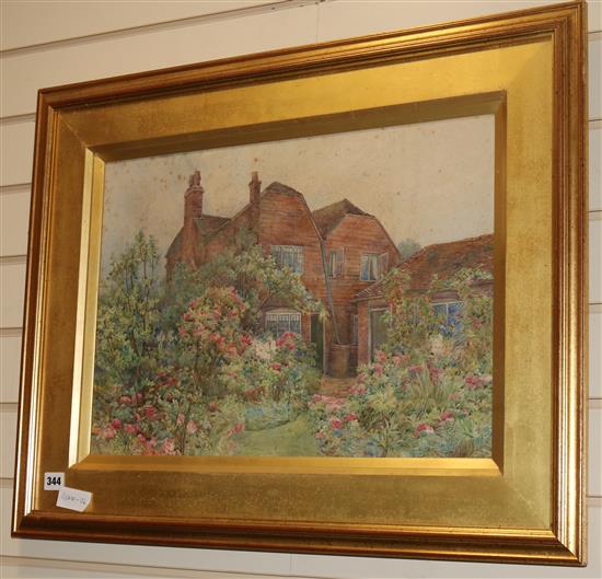 H.J. Bateman, watercolour, Best Remembrance of Untidy Garden, Chiddingly 1905 signed, 14.5 x 20.5in.